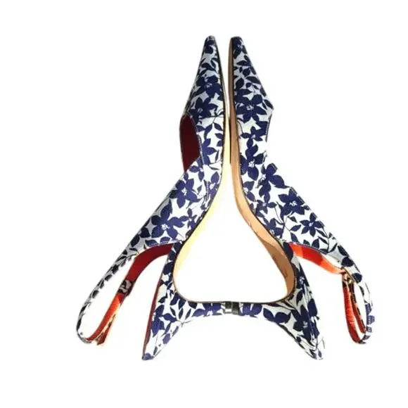 Blue Floral Kitten heel by Bettye Muller sz 37.5 - Picture 5 of 6